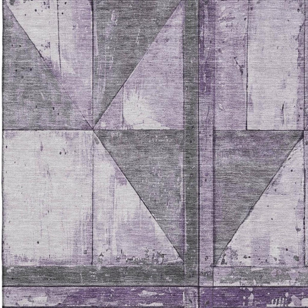 HomeRoots 5' X 8' Modern Purple and Gray Geometric Area Rug – Washable, UV-Protected, Durable Design for Homes 706513