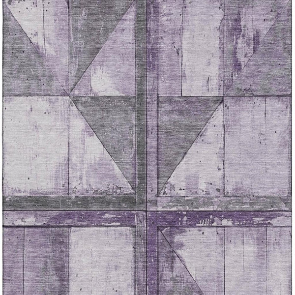 HomeRoots 5' X 8' Modern Purple and Gray Geometric Area Rug – Washable, UV-Protected, Durable Design for Homes 706513