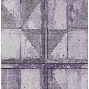 HomeRoots 9' X 12' Modern Purple and Gray Geometric Area Rug – Washable, UV-Protected, Family-Friendly Decor! 706516