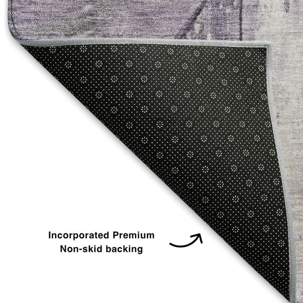 HomeRoots 10' X 14' Geometric Purple and Gray Washable Area Rug - UV Protected, Soft, Stain Resistant Design 706517