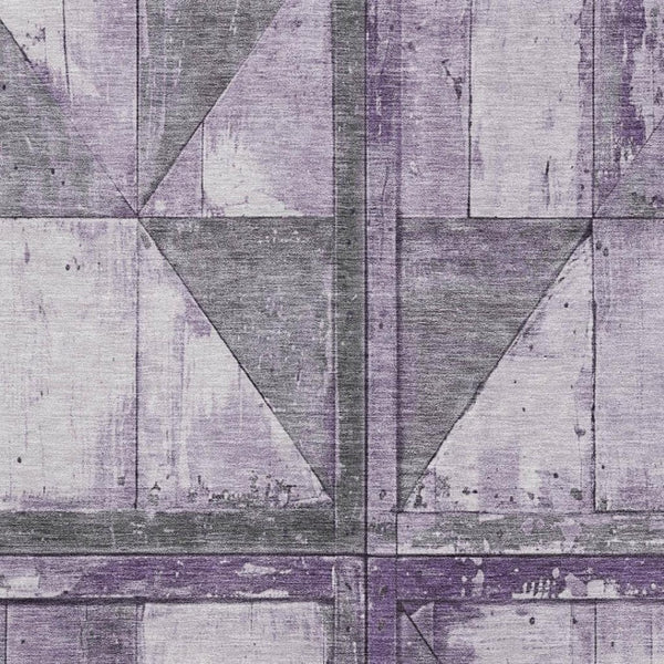 HomeRoots 10' X 14' Geometric Purple and Gray Washable Area Rug - UV Protected, Soft, Stain Resistant Design 706517