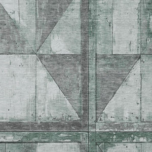 HomeRoots 5' X 8' Sage and Gray Geometric Area Rug – Durable, Washable, UV-Resistant for Stylish Living Spaces 706519