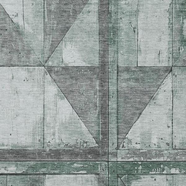 HomeRoots 5' X 8' Sage and Gray Geometric Area Rug – Durable, Washable, UV-Resistant for Stylish Living Spaces 706519