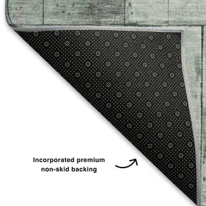 HomeRoots 8' Sage and Gray Geometric Round Rug - Washable, UV Protected, Perfect for High-Traffic Areas! 706520