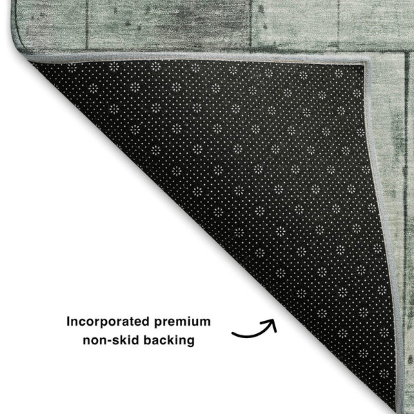 HomeRoots 8' Sage and Gray Geometric Round Rug - Washable, UV Protected, Perfect for High-Traffic Areas! 706520