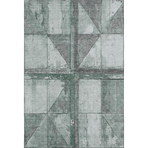 HomeRoots 8' X 10' Sage and Gray Geometric Area Rug - Durable, Washable & UV-Protected for Stylish Spaces! 706521