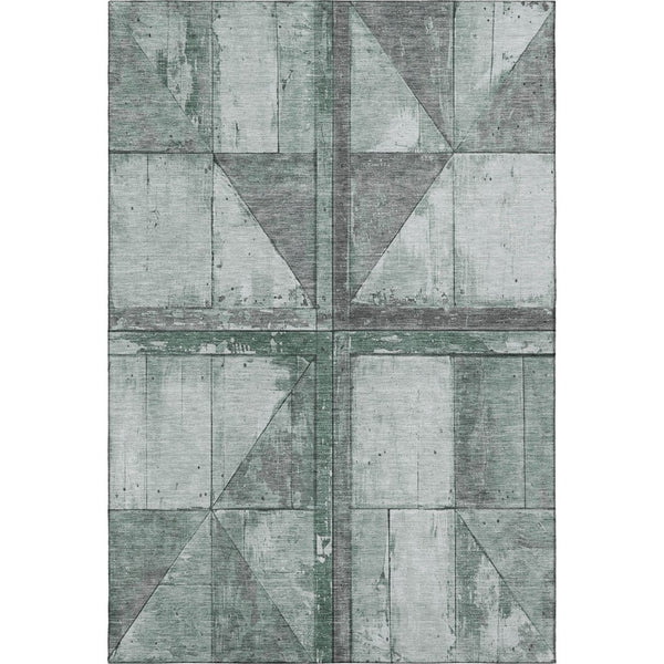 HomeRoots 8' X 10' Sage and Gray Geometric Area Rug - Durable, Washable & UV-Protected for Stylish Spaces! 706521