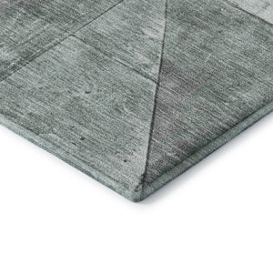 HomeRoots 9' X 12' Sage & Gray Geometric Area Rug - Washable, UV-Protected, Stain Resistant, Non-Slip Backing 706522
