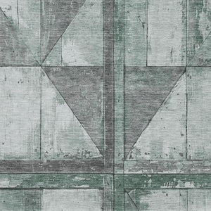 HomeRoots 9' X 12' Sage & Gray Geometric Area Rug - Washable, UV-Protected, Stain Resistant, Non-Slip Backing 706522