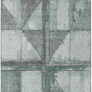 HomeRoots 9' X 12' Sage & Gray Geometric Area Rug - Washable, UV-Protected, Stain Resistant, Non-Slip Backing 706522