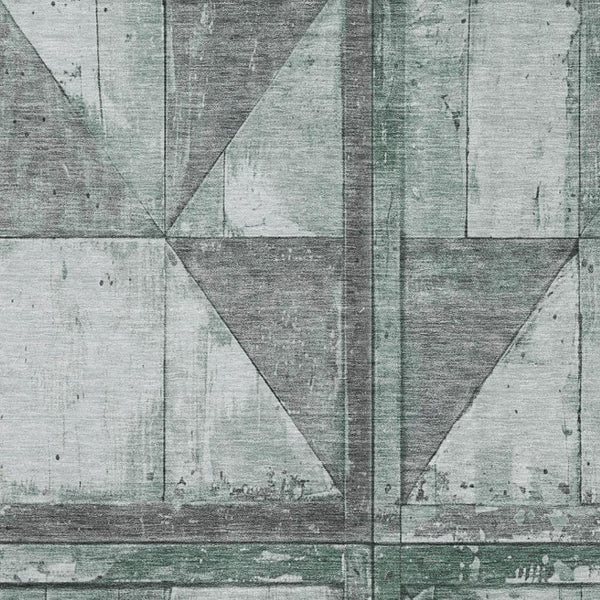 HomeRoots 10' X 14' Sage and Gray Geometric Area Rug – Washable, UV-Protected, Perfect for Family Living Spaces! 706523