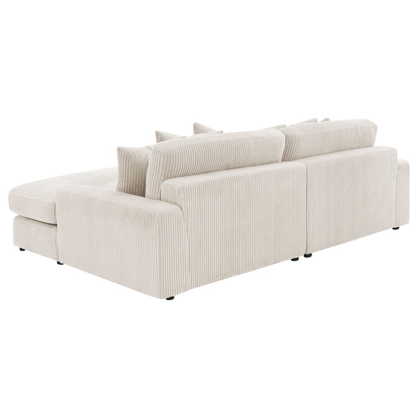 English Elm Upton Sand Reversible Sectional Sofa with Trillium Blend Cushions, Neutral Modern Comfort for Family Living B062S01241