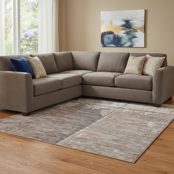 HomeRoots 8' X 10' Copper and Gray Geometric Washable Area Rug with UV Protection for Modern Living Spaces 706533
