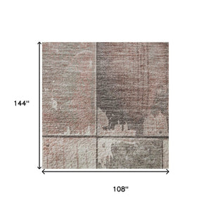 HomeRoots 9' X 12' Copper & Gray Geometric Area Rug - Washable, UV Protected, Durable & Stylish for Any Room 706534