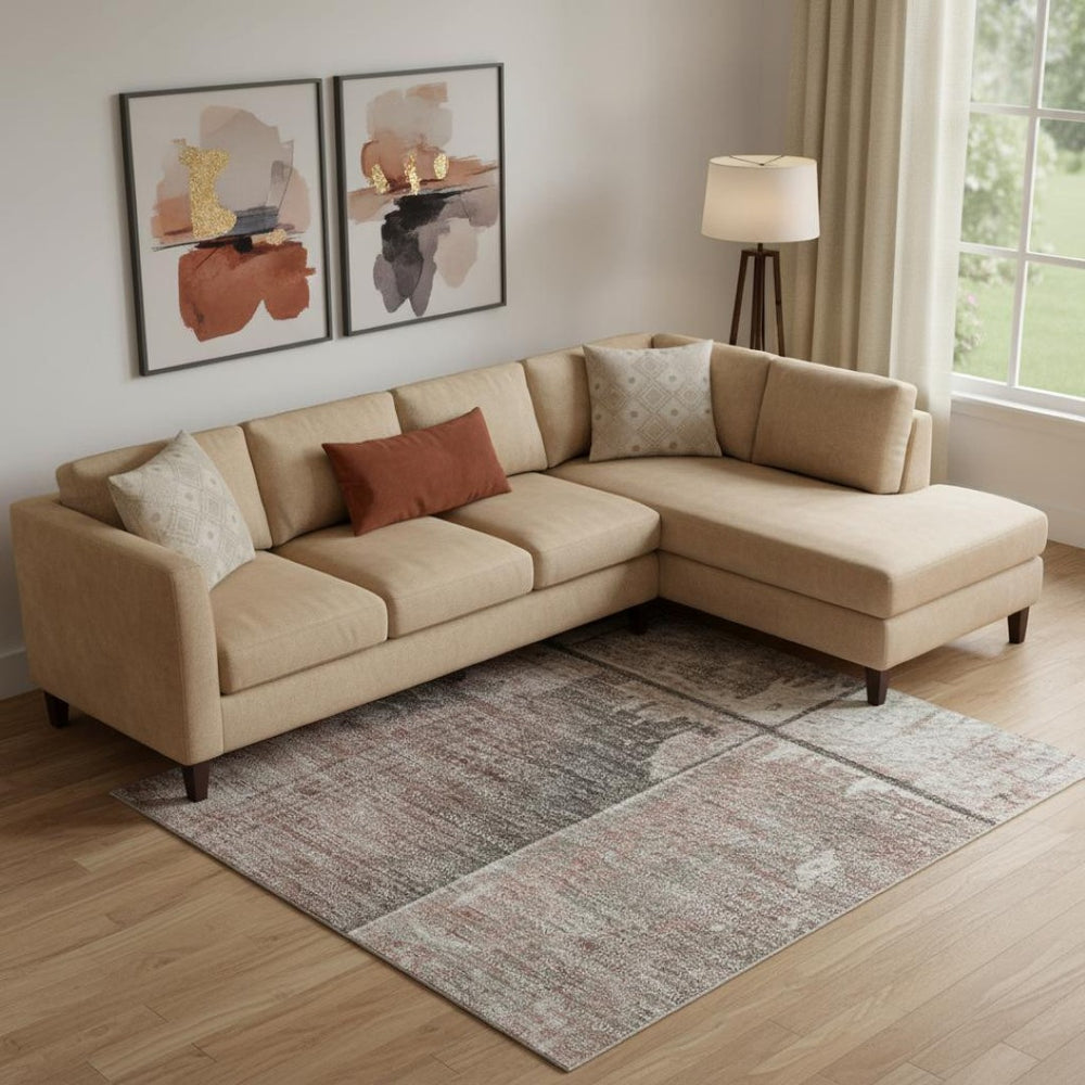 HomeRoots 9' X 12' Copper & Gray Geometric Area Rug - Washable, UV Protected, Durable & Stylish for Any Room 706534