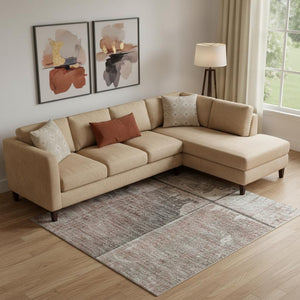 HomeRoots 9' X 12' Copper & Gray Geometric Area Rug - Washable, UV Protected, Durable & Stylish for Any Room 706534