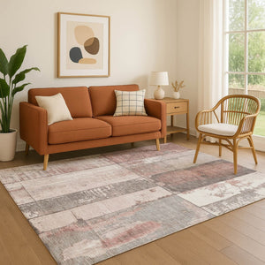 HomeRoots 10' Copper and Gray Geometric Washable Area Rug - UV Protected, Durable, Ideal for Busy Homes 706535