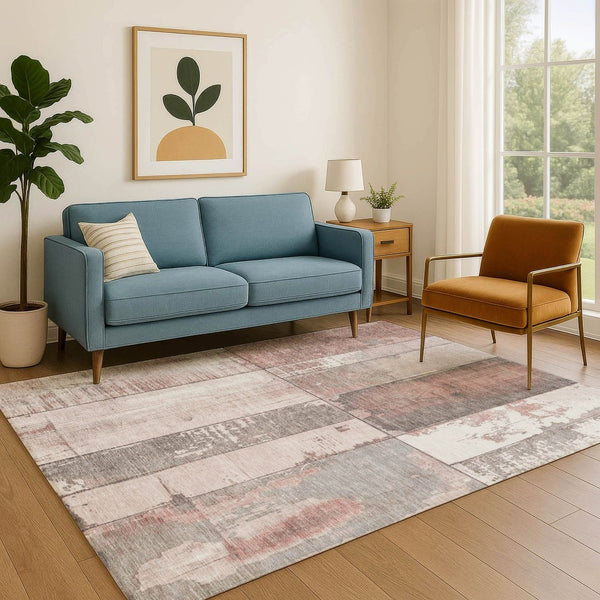 HomeRoots 10' Copper and Gray Geometric Washable Area Rug - UV Protected, Durable, Ideal for Busy Homes 706535
