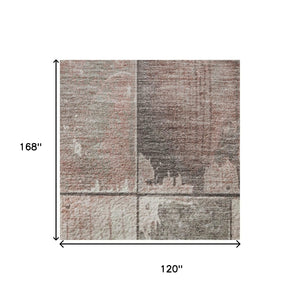 HomeRoots 10' Copper and Gray Geometric Washable Area Rug - UV Protected, Durable, Ideal for Busy Homes 706535