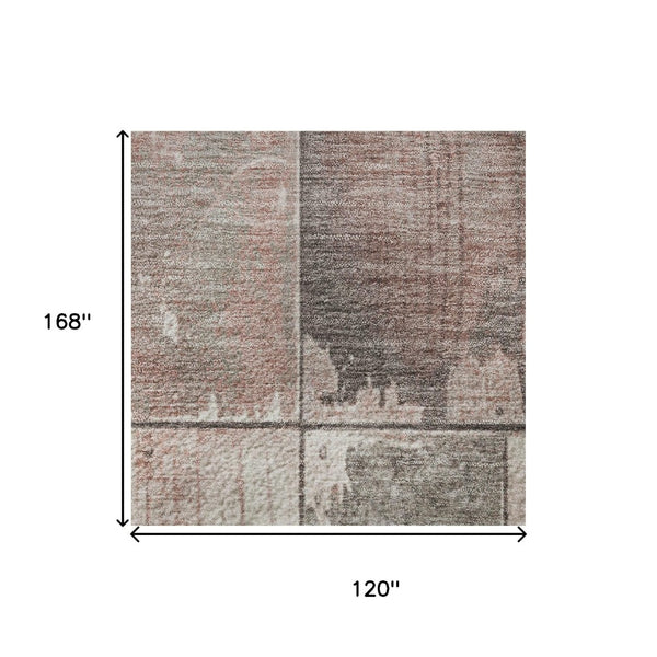 HomeRoots 10' Copper and Gray Geometric Washable Area Rug - UV Protected, Durable, Ideal for Busy Homes 706535