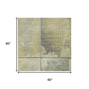 HomeRoots 5' X 8' Gold and Gray Geometric Area Rug – Washable, UV Protected, Durable for High-Traffic Spaces 706537