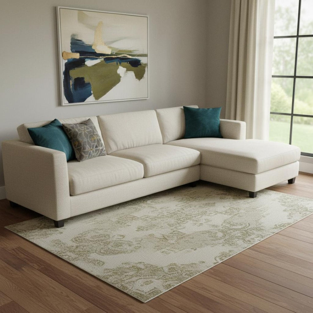HomeRoots 8' X 10' Geometric Gold and Gray Area Rug - Washable, UV-Protected, Durable & Stylish for Any Room 706539