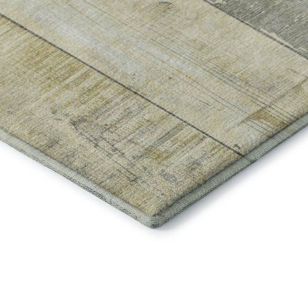 HomeRoots 9' x 12' Gold and Gray Geometric Area Rug - Durable, Washable, UV-Protected for Homes with Kids & Pets 706540