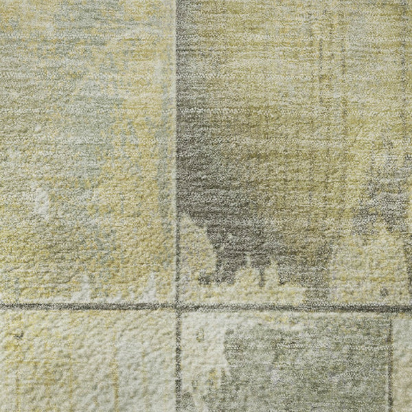 HomeRoots 9' x 12' Gold and Gray Geometric Area Rug - Durable, Washable, UV-Protected for Homes with Kids & Pets 706540
