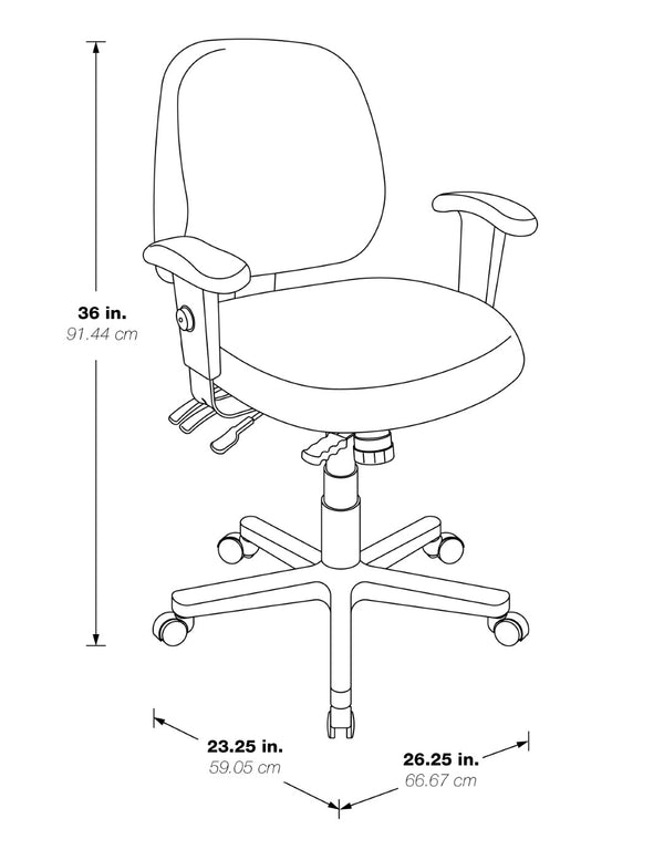 OSP Home Furnishings Ergonomics Chair Lumbar Support Adjustable Arms Greenguard Certified Padded Office Seat 43808-K010