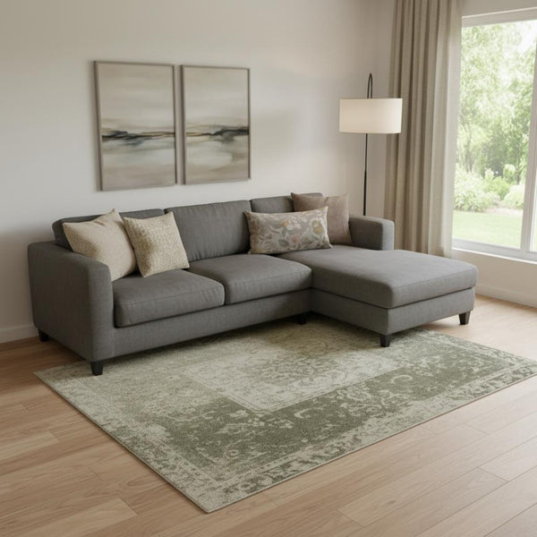 HomeRoots 10' Gold and Gray Geometric Area Rug - Washable, UV-Protected, Durable Design for Busy Homes 706541