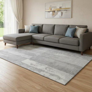 HomeRoots 8' X 10' Modern Gray & Silver Geometric Area Rug - Washable, UV Protected, Stain Resistant Design 706545