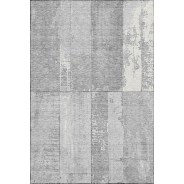 HomeRoots 8' X 10' Modern Gray & Silver Geometric Area Rug - Washable, UV Protected, Stain Resistant Design 706545
