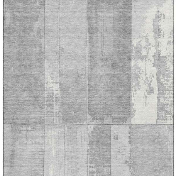 HomeRoots 8' X 10' Modern Gray & Silver Geometric Area Rug - Washable, UV Protected, Stain Resistant Design 706545