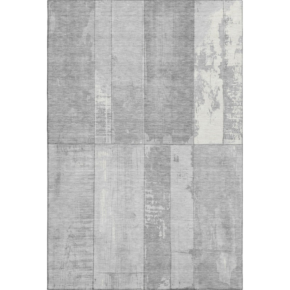 HomeRoots 9' X 12' Gray & Silver Geometric Area Rug - Washable, UV-Protected, Perfect for Busy Homes with Kids & Pets 706546