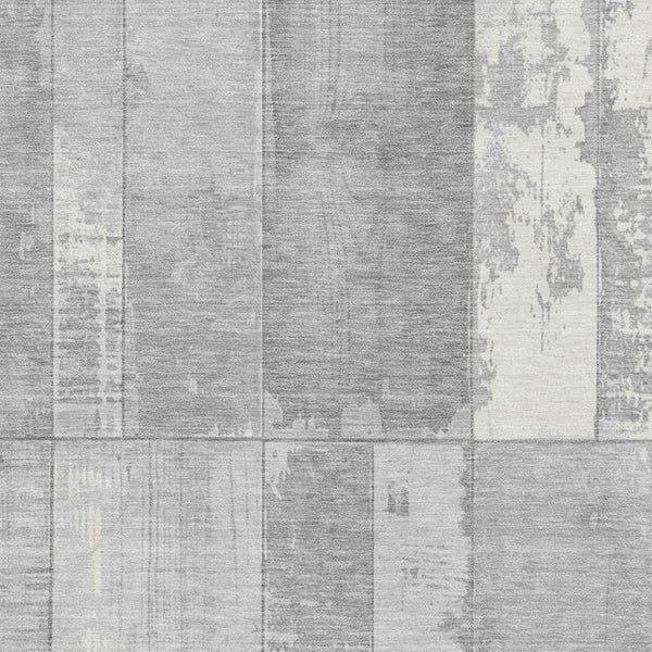HomeRoots 9' X 12' Gray & Silver Geometric Area Rug - Washable, UV-Protected, Perfect for Busy Homes with Kids & Pets 706546