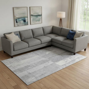 HomeRoots 10' Gray and Silver Geometric Washable Area Rug - Stylish, Durable, UV-Protected for Modern Homes 706547