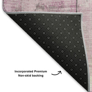 HomeRoots 8' Pink and Gray Geometric Round Rug - Washable, UV Protected, Soft, Stain Resistant, Modern Design! 706550