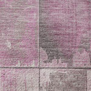 HomeRoots 8' Pink and Gray Geometric Round Rug - Washable, UV Protected, Soft, Stain Resistant, Modern Design! 706550