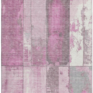 HomeRoots 8' X 10' Pink and Gray Geometric Washable Area Rug - Stylish, Stain-Resistant, UV Protected, Non-Slip 706551