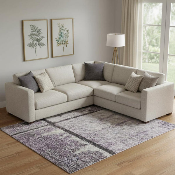 HomeRoots 9' X 12' Purple & Gray Geometric Area Rug - Washable, UV Protected, Perfect for Homes with Kids & Pets 706558