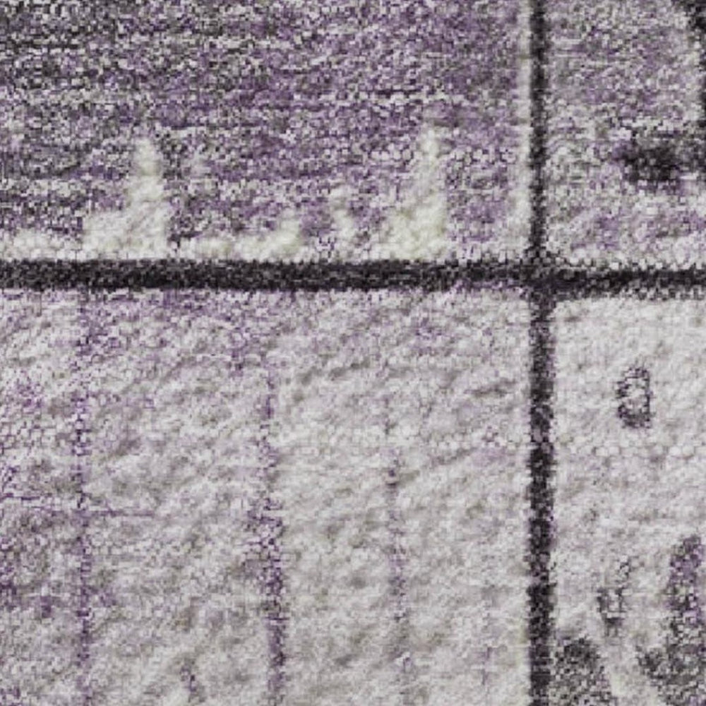 HomeRoots 9' X 12' Purple & Gray Geometric Area Rug - Washable, UV Protected, Perfect for Homes with Kids & Pets 706558