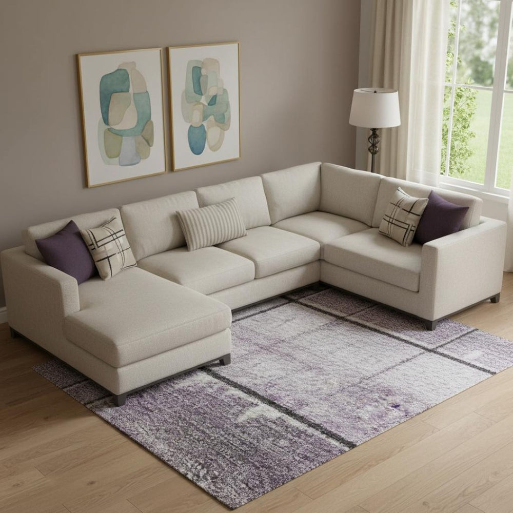 HomeRoots 10' X 14' Purple And Gray Geometric Area Rug – Stylish, Washable, UV-Protected, Perfect for Busy Homes! 706559