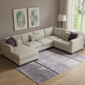 HomeRoots 10' X 14' Purple And Gray Geometric Area Rug – Stylish, Washable, UV-Protected, Perfect for Busy Homes! 706559