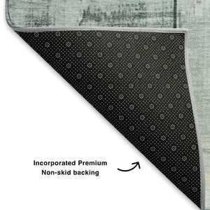 HomeRoots 8' Pale Aqua and Gray Geometric Round Rug - Washable, UV Protected, Durable for Indoor/Outdoor Use 706562