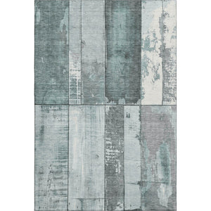 HomeRoots 9' X 12' Washable Pale Aqua & Gray Geometric Area Rug with UV Protection for Modern Living Spaces 706564