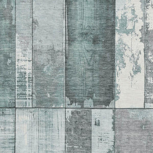HomeRoots 10' X 14' Pale Aqua & Gray Geometric Washable Area Rug with UV Protection for Busy Family Spaces 706565