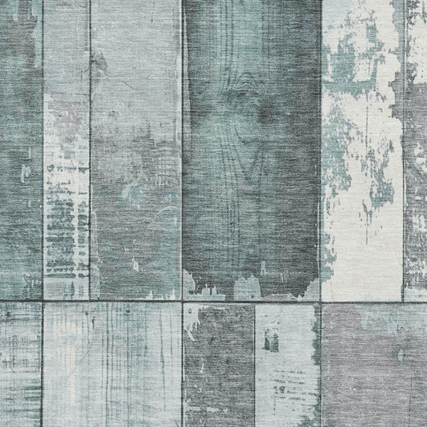 HomeRoots 10' X 14' Pale Aqua & Gray Geometric Washable Area Rug with UV Protection for Busy Family Spaces 706565