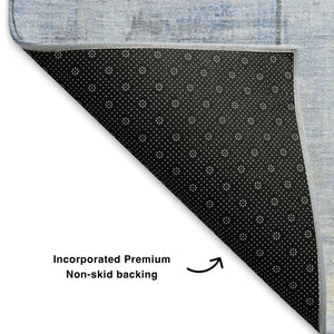 HomeRoots 5' X 8' Sky Blue & Gray Geometric Area Rug - Washable, UV-Protected, Durable for Homes with Kids & Pets 706567