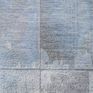 HomeRoots 5' X 8' Sky Blue & Gray Geometric Area Rug - Washable, UV-Protected, Durable for Homes with Kids & Pets 706567
