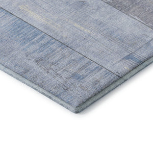 HomeRoots 8' X 10' Sky Blue and Gray Geometric Area Rug - Washable, Stain Resistant, Non-Slip & UV Protected! 706569
